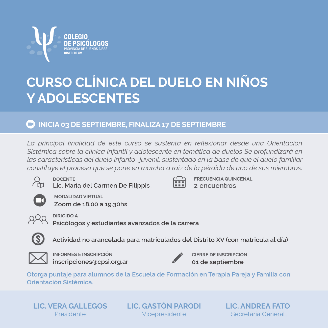 Curso clínica del duelo