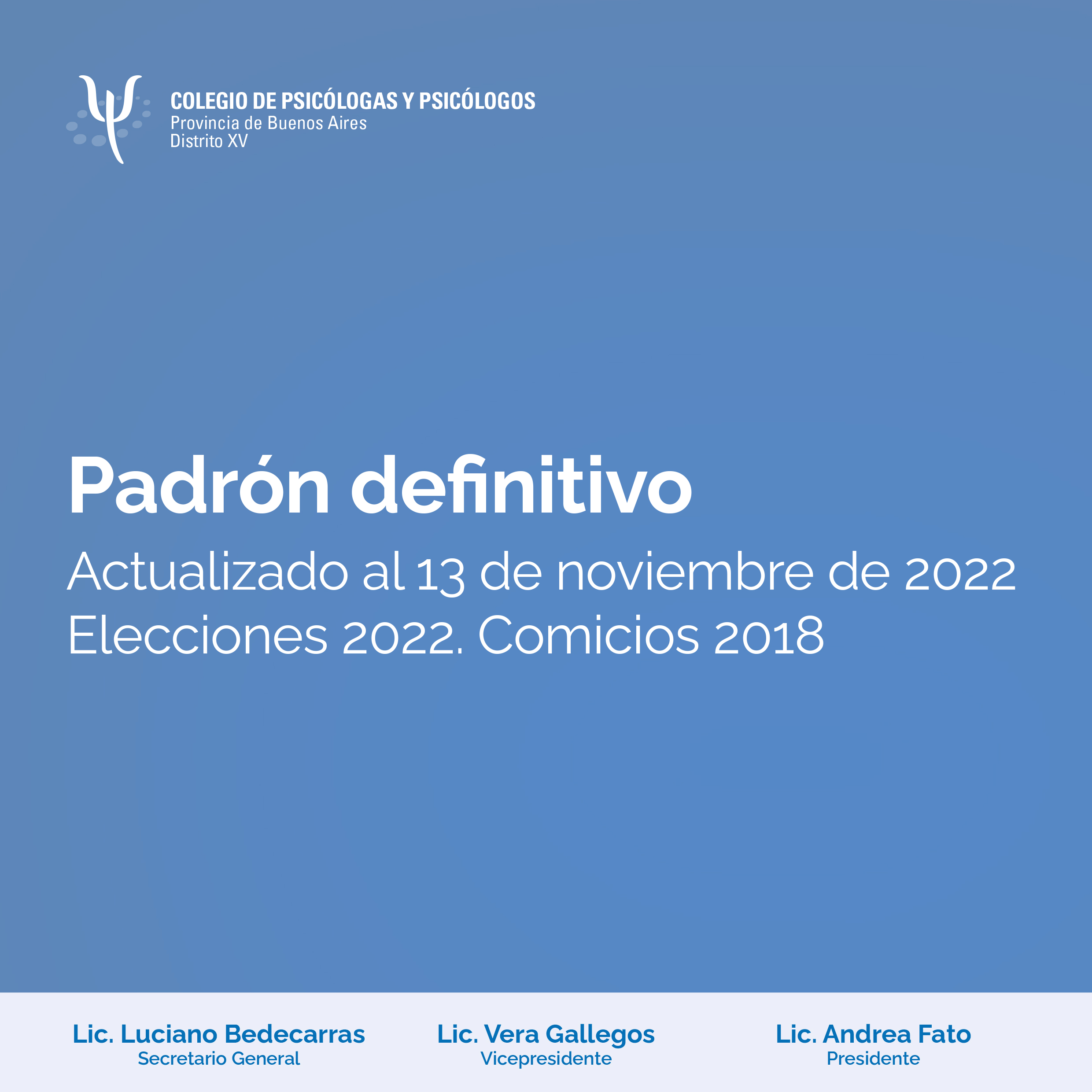 Nuevo Padrón actualizado al 13 de noviembre