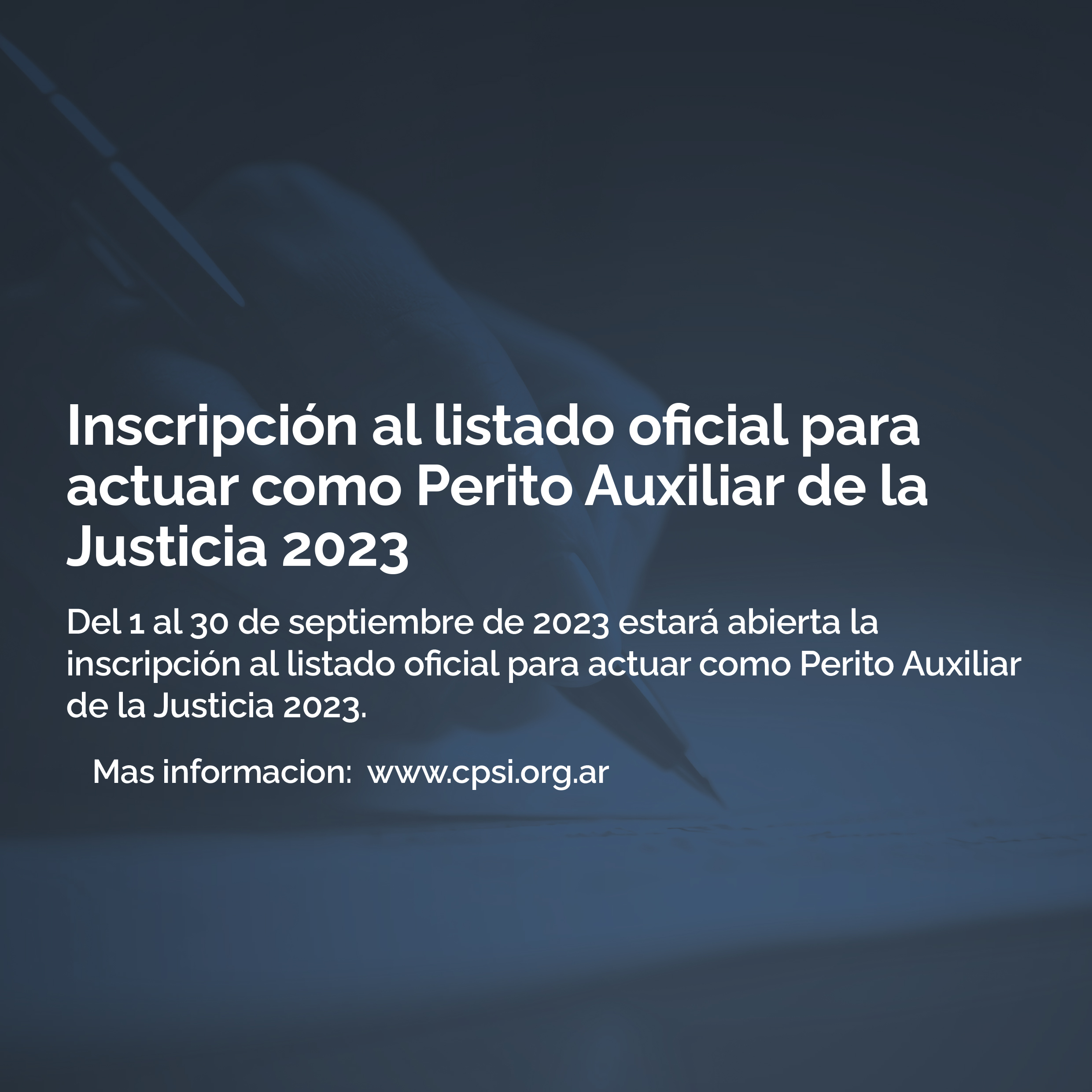 Inscripción Perito Auxiliar 2023